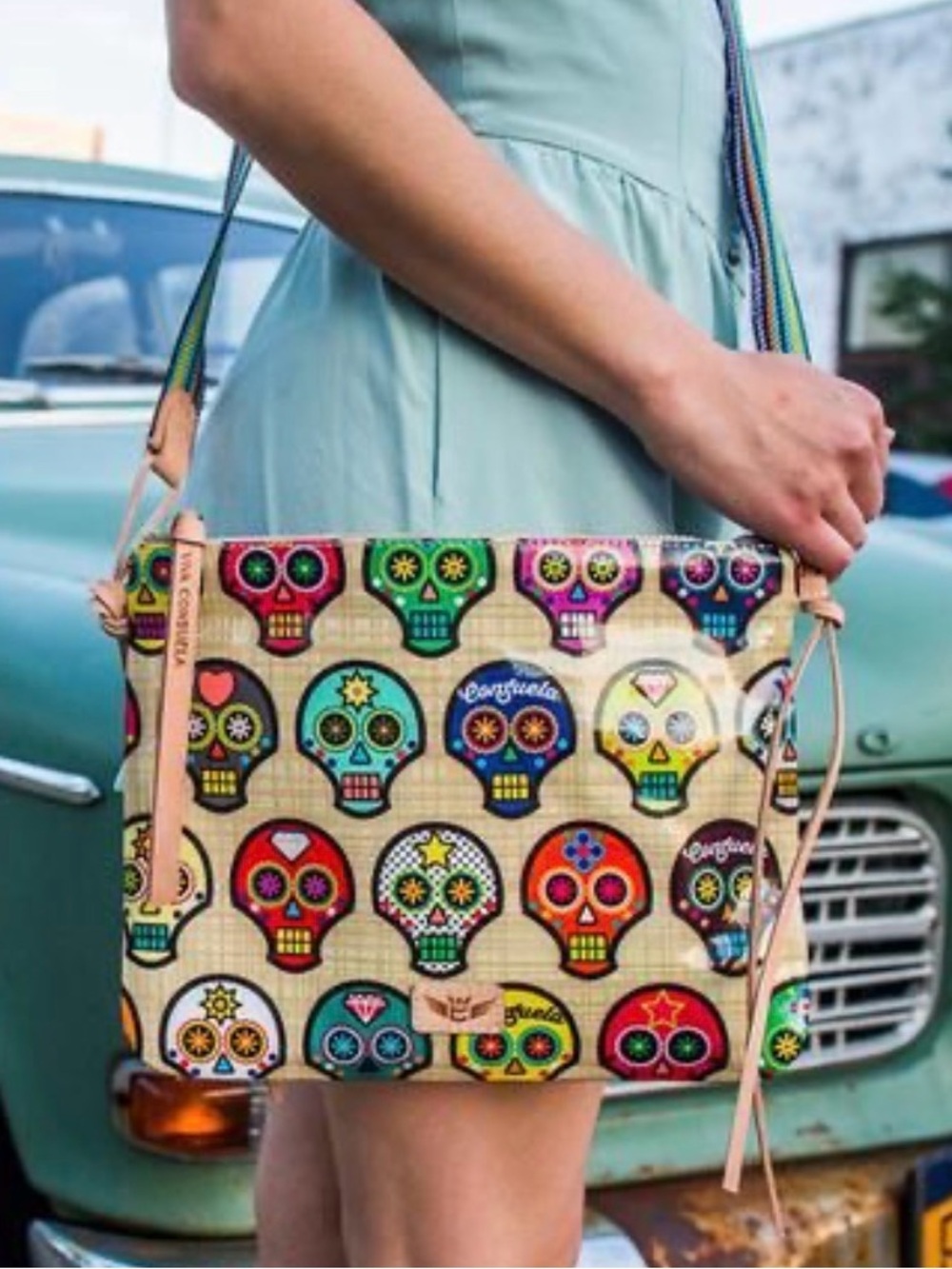Consuela Sugar Skull Crossbody in Multi-Colored Skull Print
